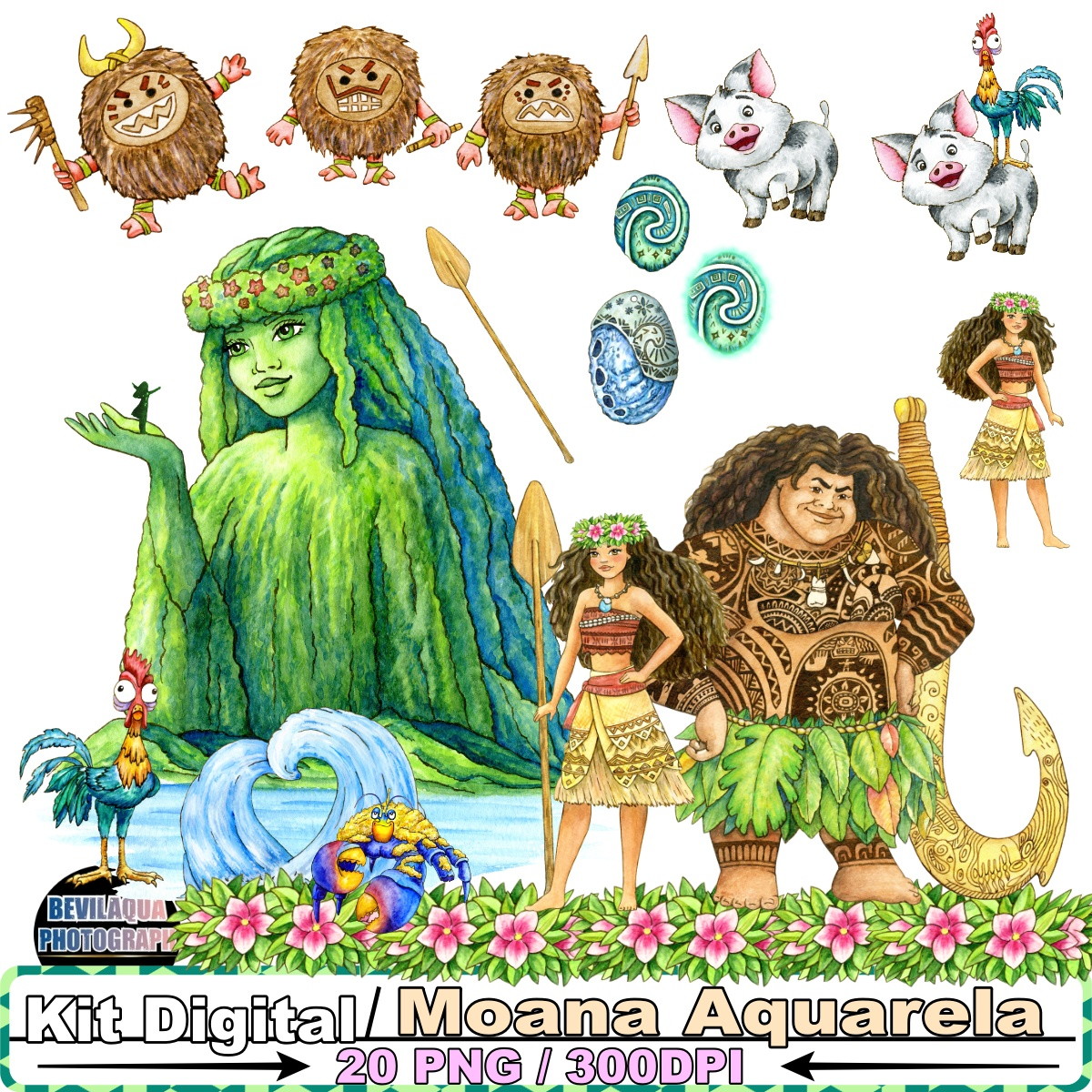 Kit Digital Moana Aquarela