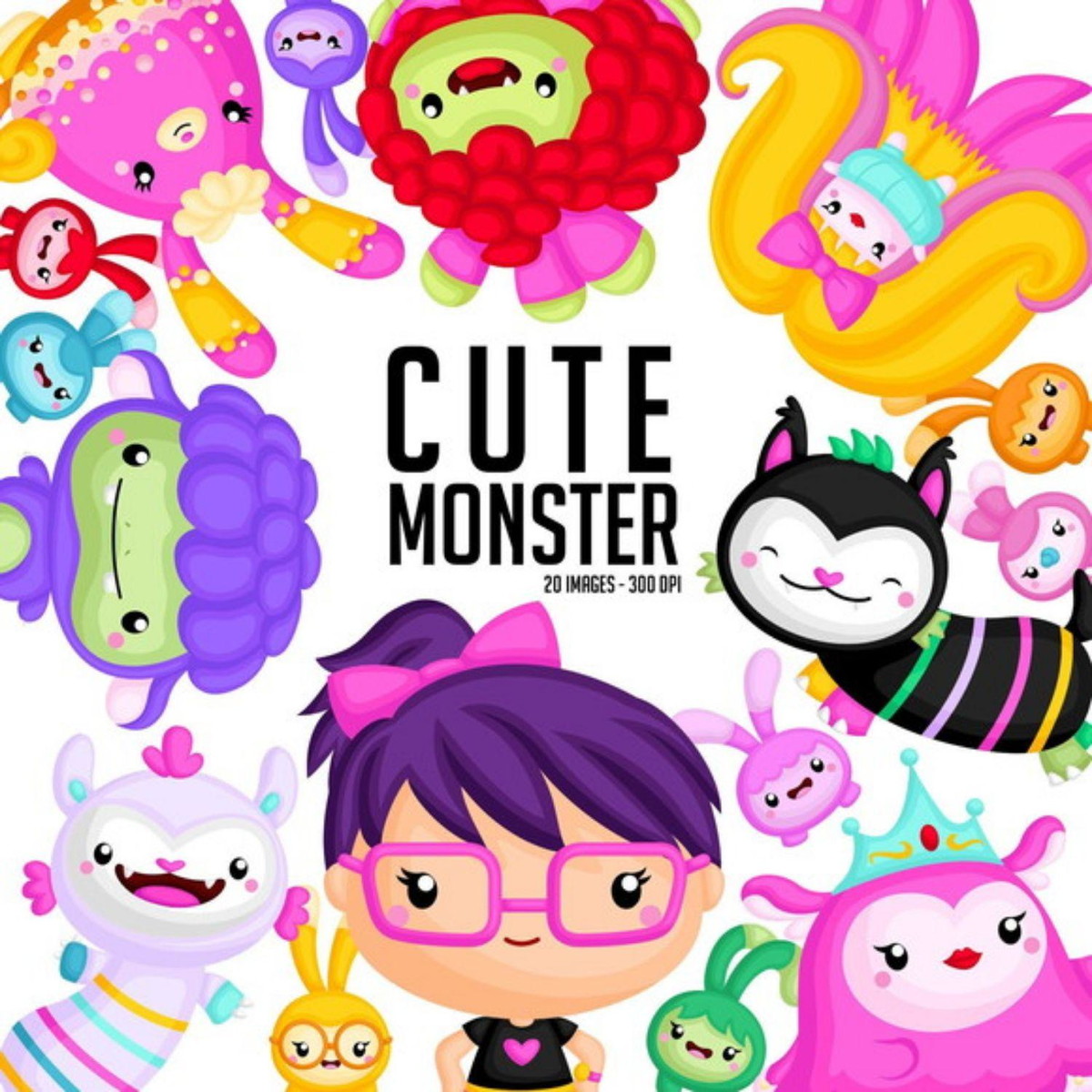 kit Digital Monstros Cute PNG- Scrapbook