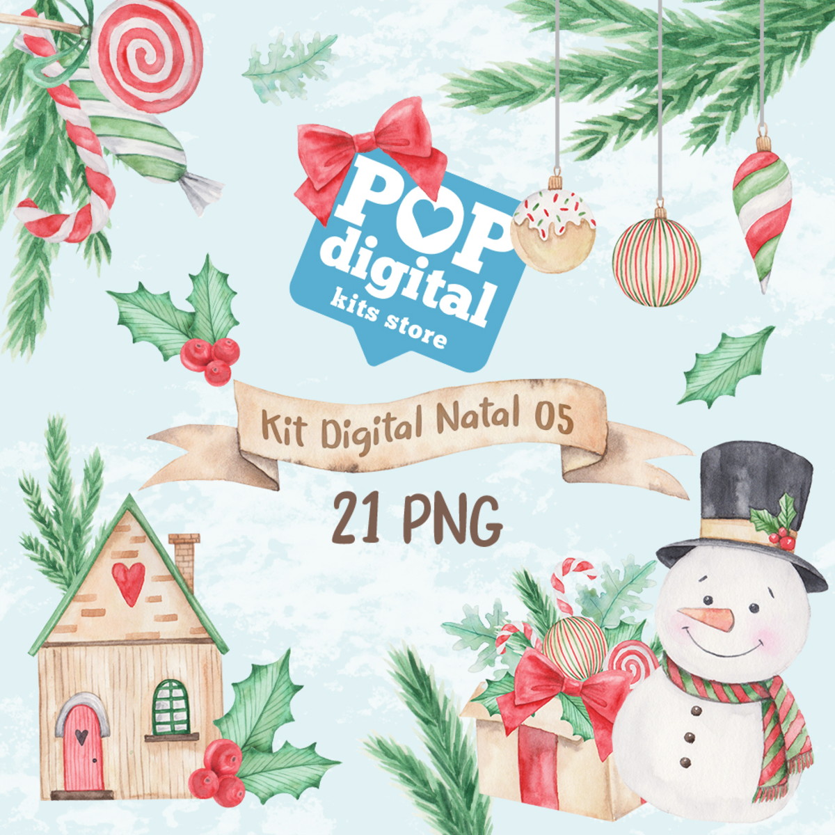 Kit Digital Natal 05 Aquarela