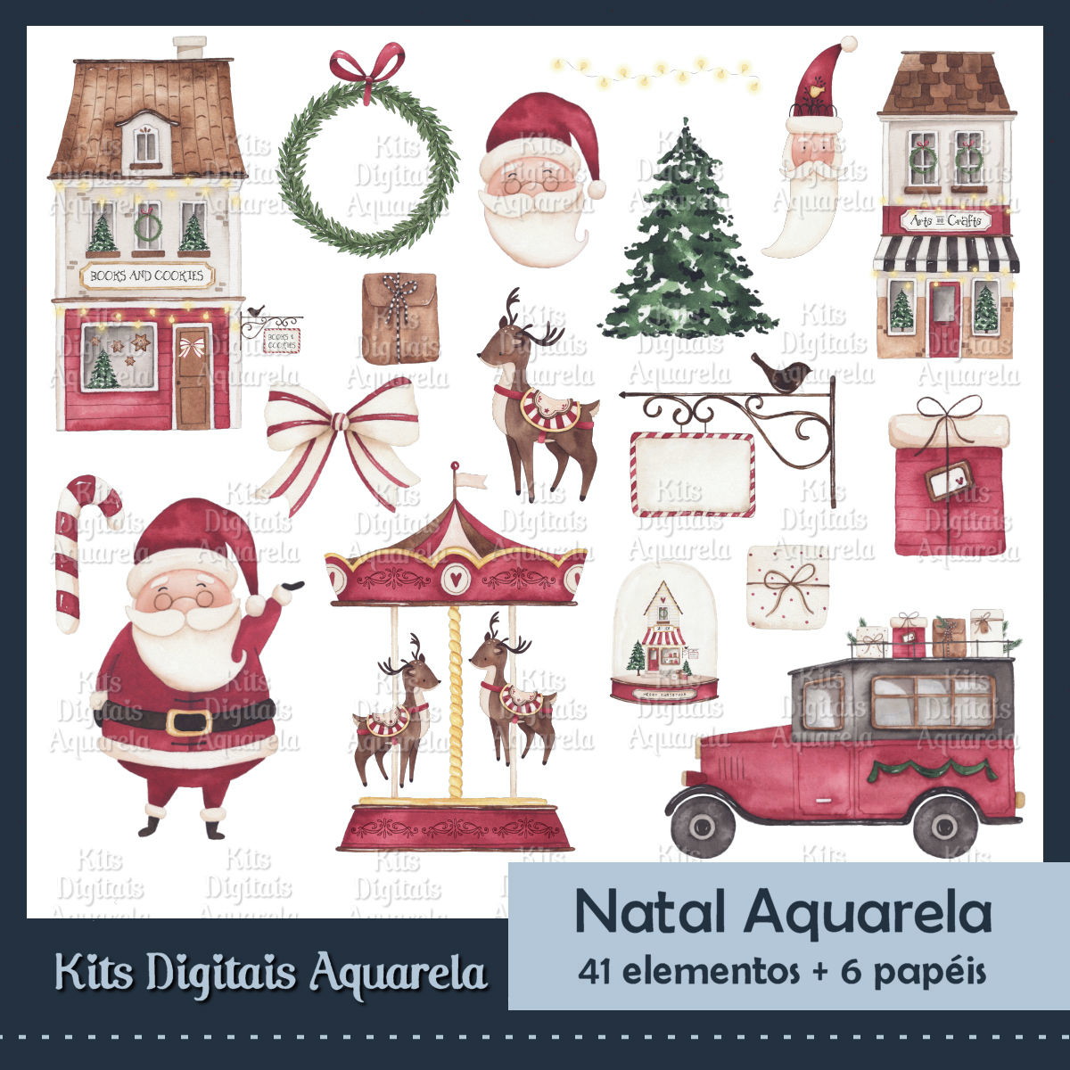 Kit Digital Natal Aquarela #01