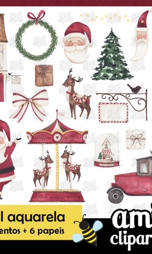 Kit Digital Natal Aquarela #01