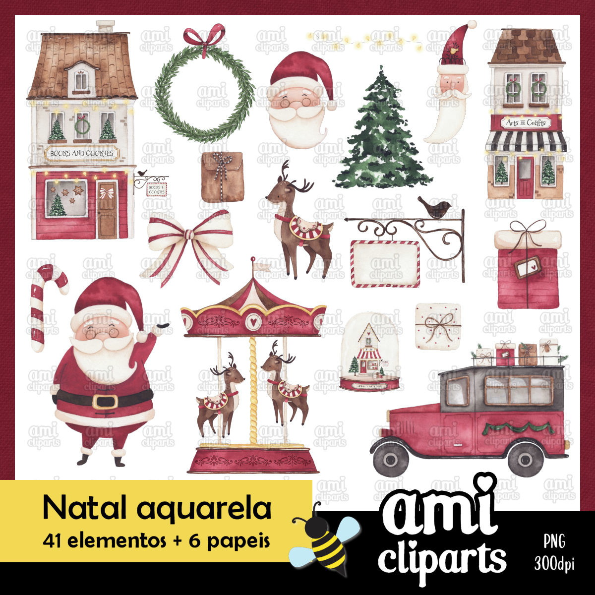 Kit Digital Natal Aquarela #01