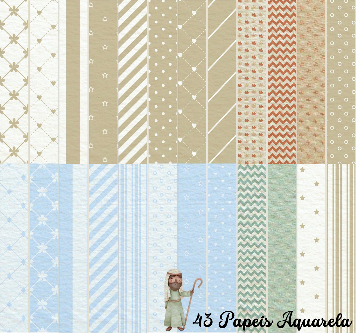 Kit Digital Natal Aquarela Noite Feliz 30 Png - Imagem 3