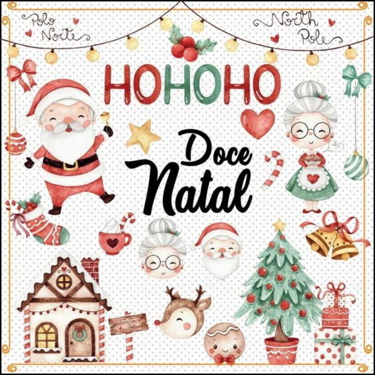 kit Digital Natal Aquarela PNG- Scrapbook