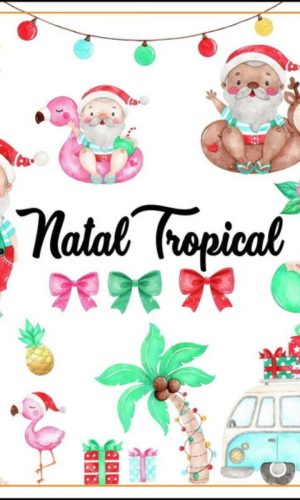kit Digital Natal Aquarela PNG- Scrapbook