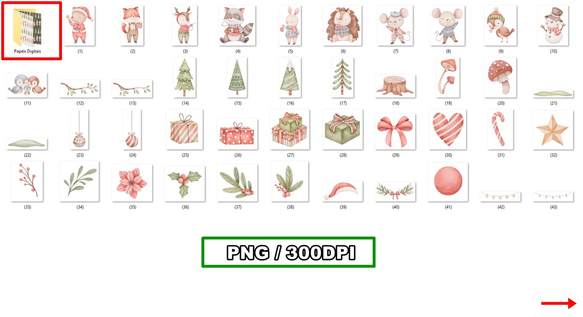 Kit Digital Natal no Bosque Aquarela - Imagem 2