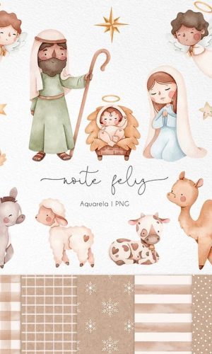 Kit Digital - Noite Feliz Aquarela