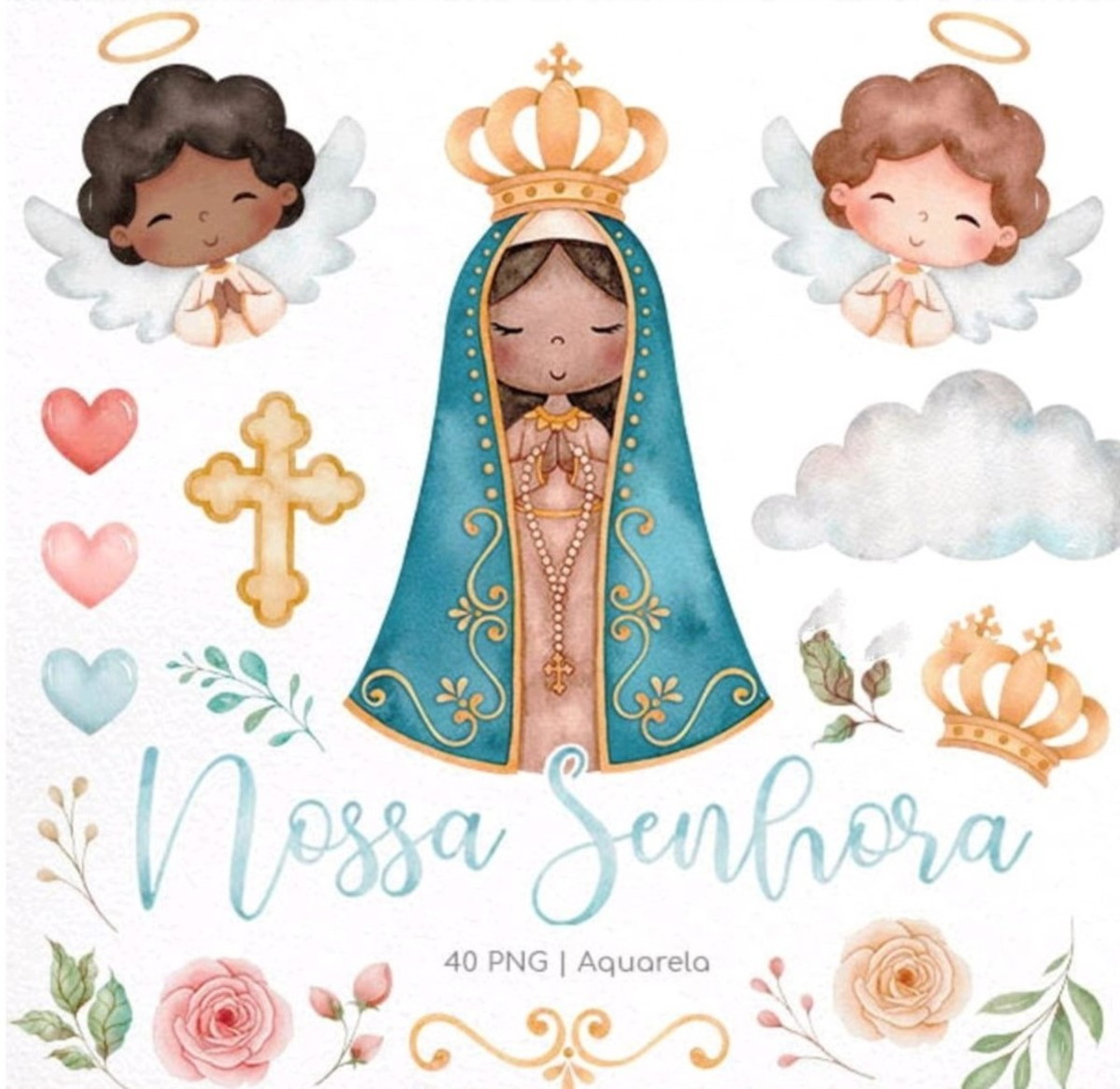 Kit Digital Nossa Senhora Aparecida Aquarela #03#