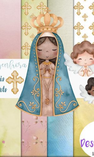 Kit digital Nossa Senhora Aparecida aquarela