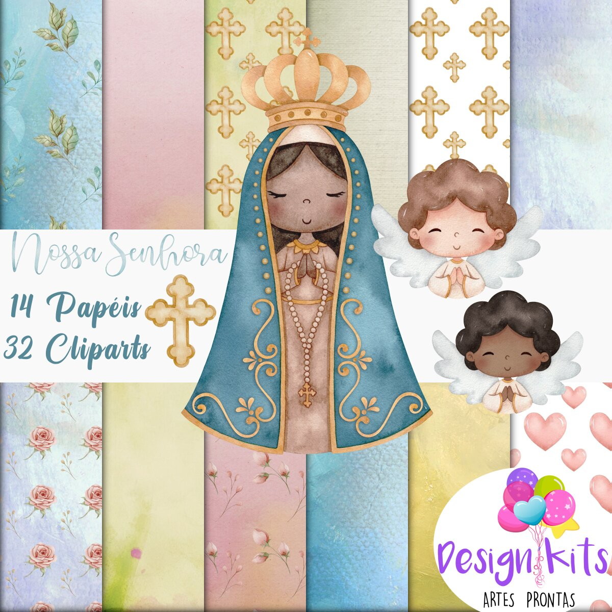 Kit digital Nossa Senhora Aparecida aquarela