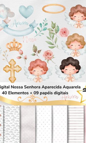 Kit Digital Nossa Senhora Aparecida Aquarela