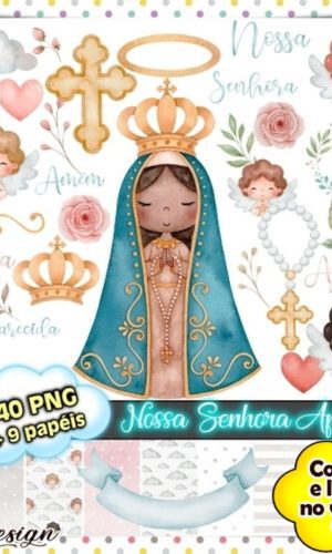 Kit Digital Nossa Senhora Aparecida Aquarela