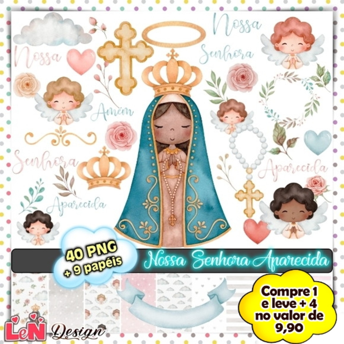 Kit Digital Nossa Senhora Aparecida Aquarela