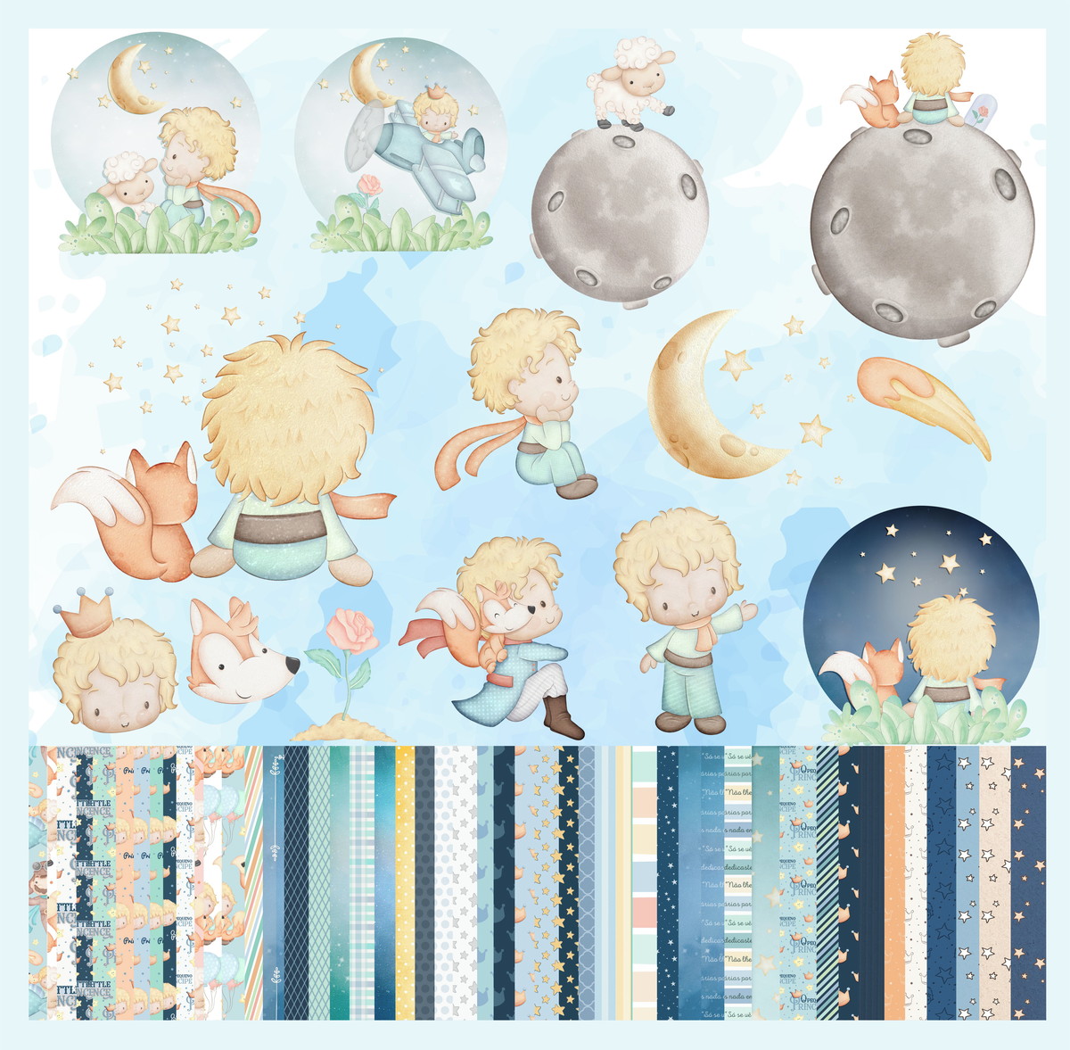 Kit Digital o Pequeno Principe Cute Aquarela Fofinho Png - Imagem 2