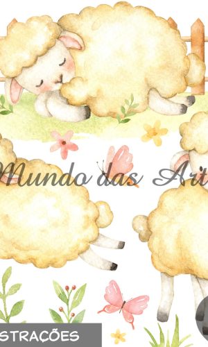 Kit Digital Ovelhinha Aquarela + 2 Kits de Brinde!!!