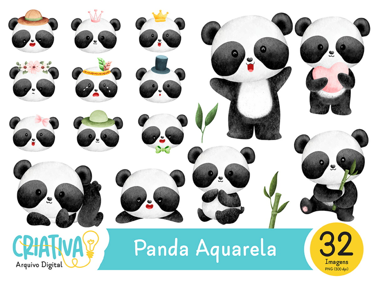 Kit Digital - Panda Aquarela