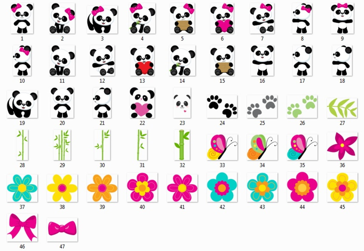 Kit Digital Panda Menina e Menino - Imagem 2
