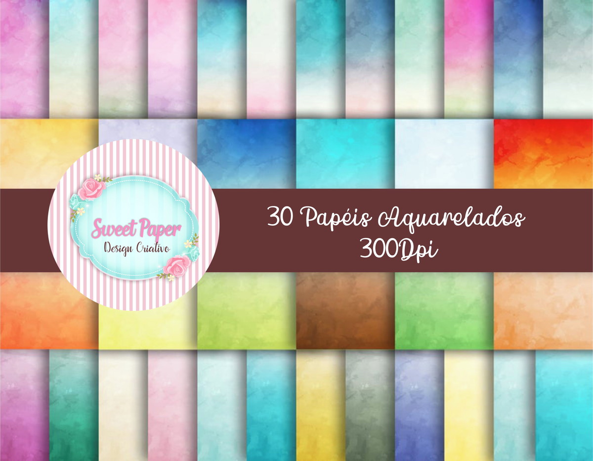 Kit Digital Papéis Aquarelados