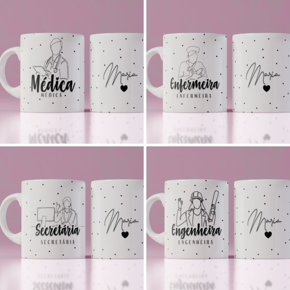 Kit Digital para Sublimação Canecas Profissões - Psd e Png - Imagem 4