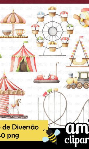 Kit Digital Parque De Diversões Aquarela