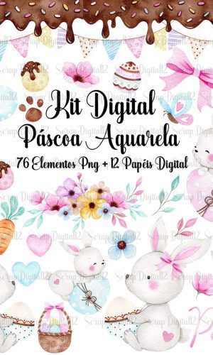 Kit Digital - Páscoa Aquarela