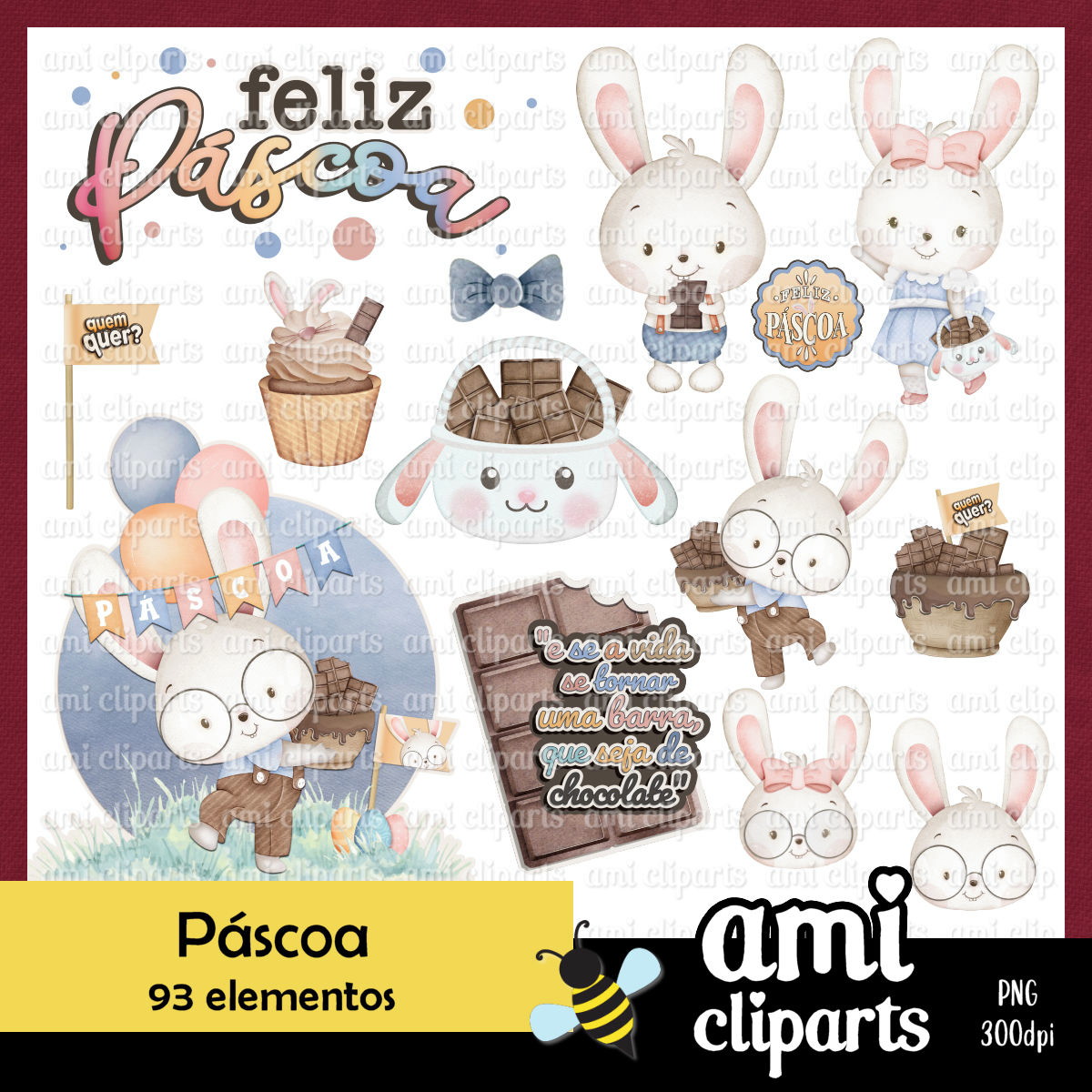 Kit Digital Páscoa Aquarela