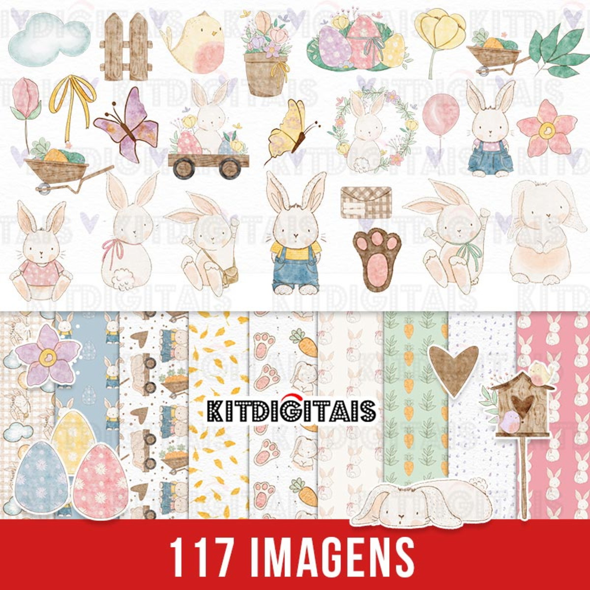 Kit Digital Pascoa Aquarela