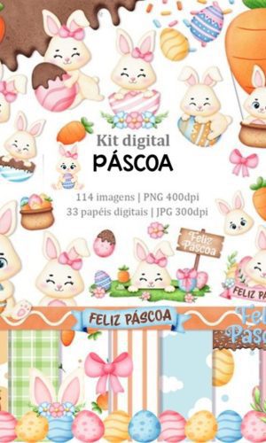 Kit Digital Páscoa Coelhinho Png