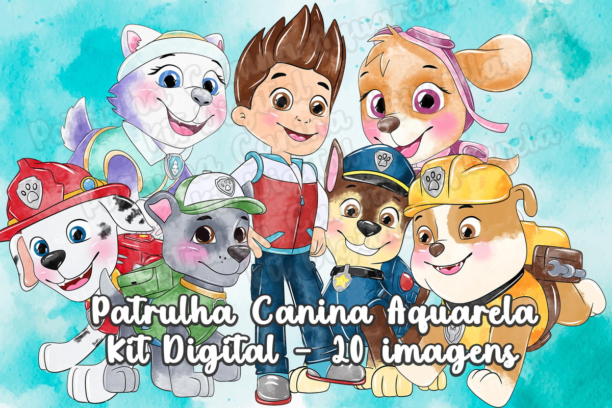 Kit Digital Patrulha Canina Aquarela - com 20 Imagens