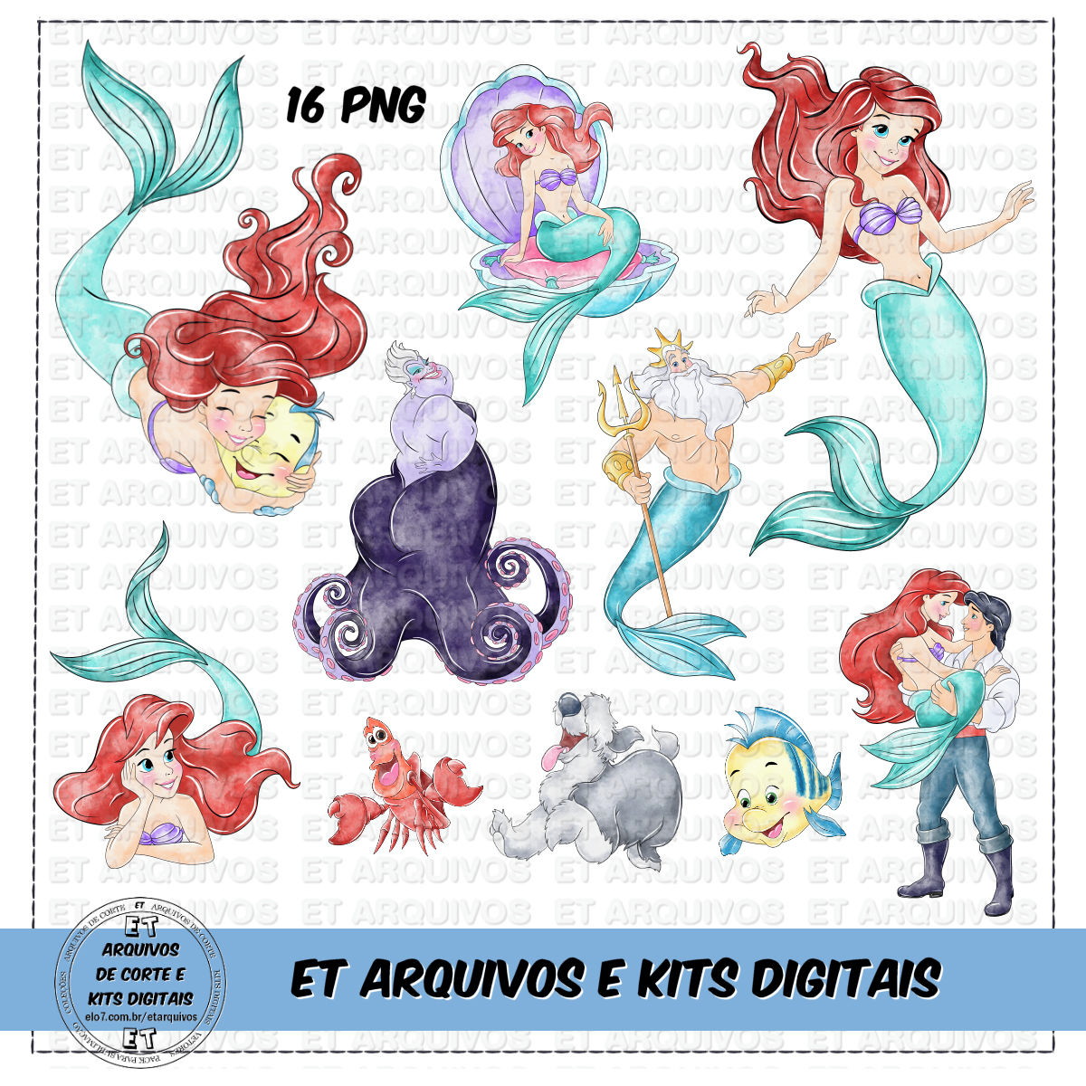 #145 Kit Digital Pequena Sereia Aquarela