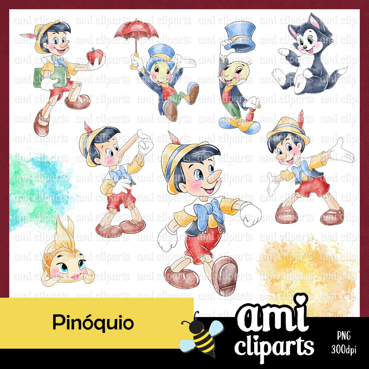 Kit digital Pinoquio aquarela