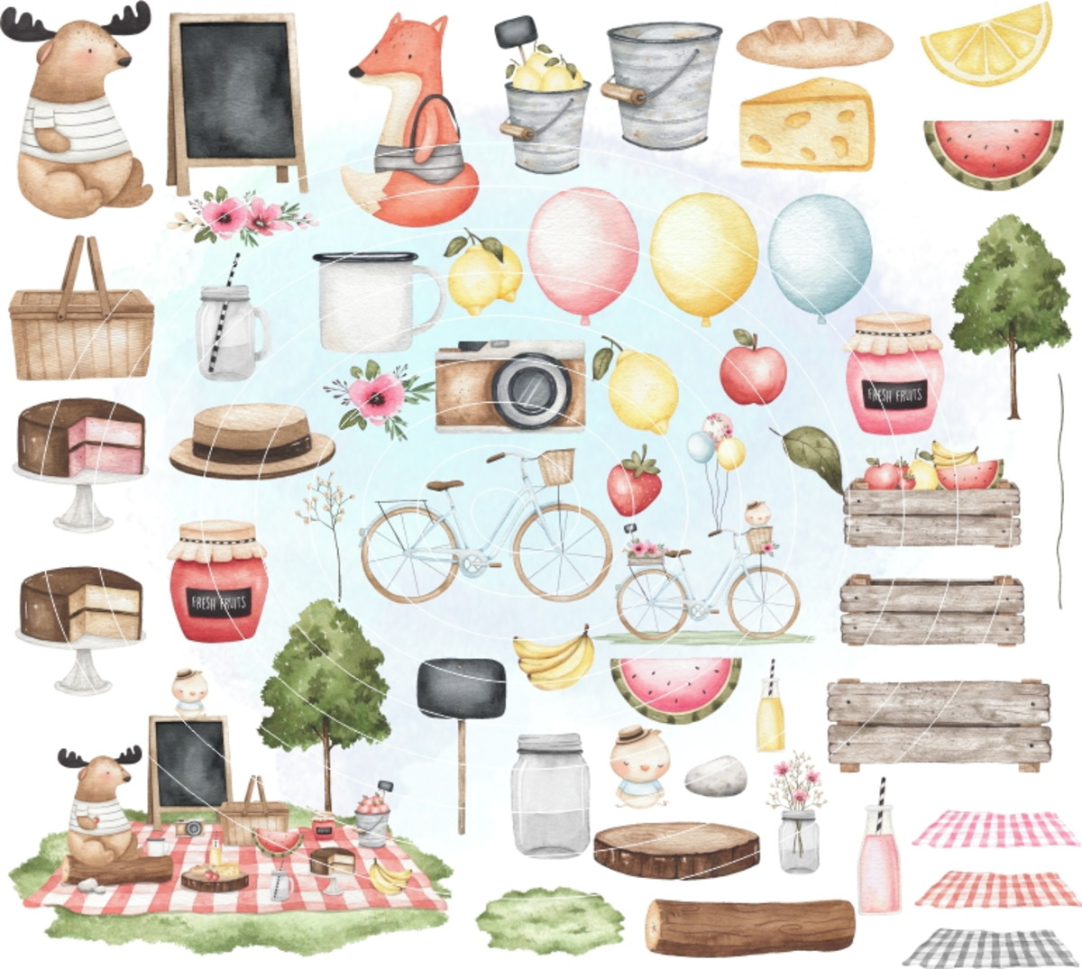 Kit Digital - Piquenique Aquarela (cod. 0246)