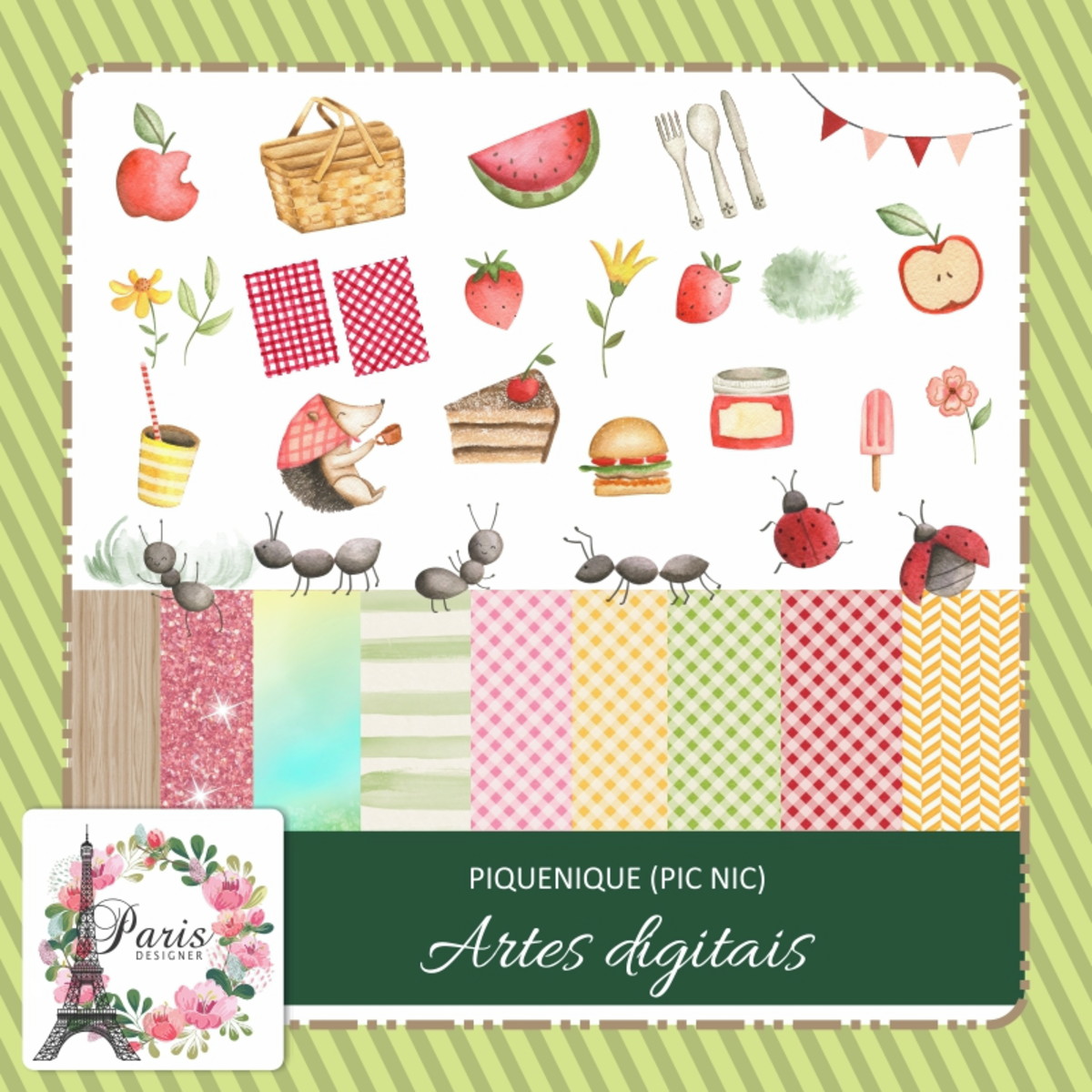 Kit Digital Piquenique Pic Nic Aquarela - Digital