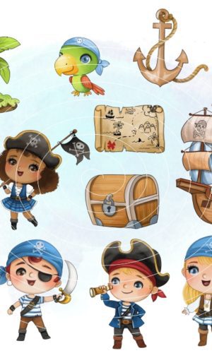 Kit Digital - Piratas Aquarela (cod. 0019)