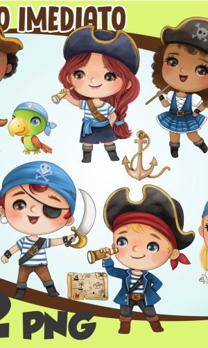 Kit Digital Piratas Cute Aquarela