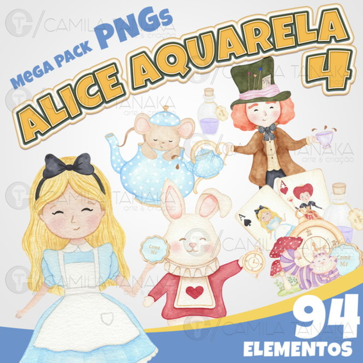 Kit Digital Png Alice Aquarela 4 (pague 1 Leve 3)