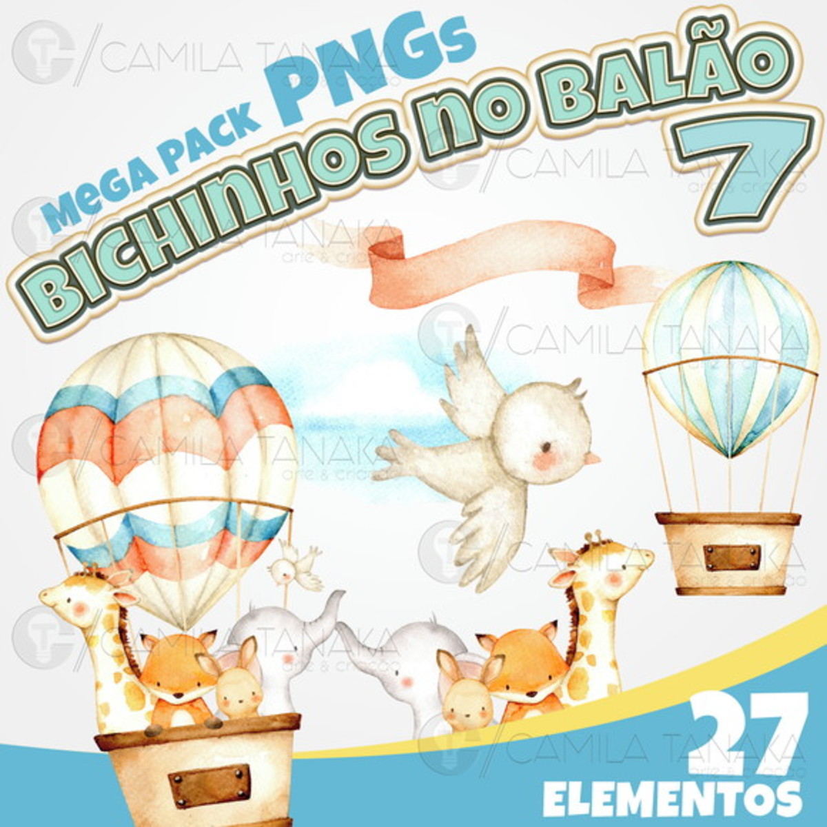 Kit Digital Png Bichinhos Aquarela 7 (pague 1 Leve 3)