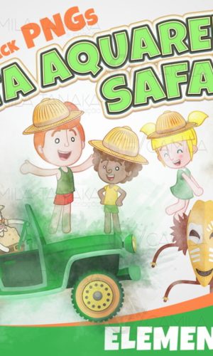 Kit Digital Png Bita Safari Aquarela (pague 1 Leve 3)