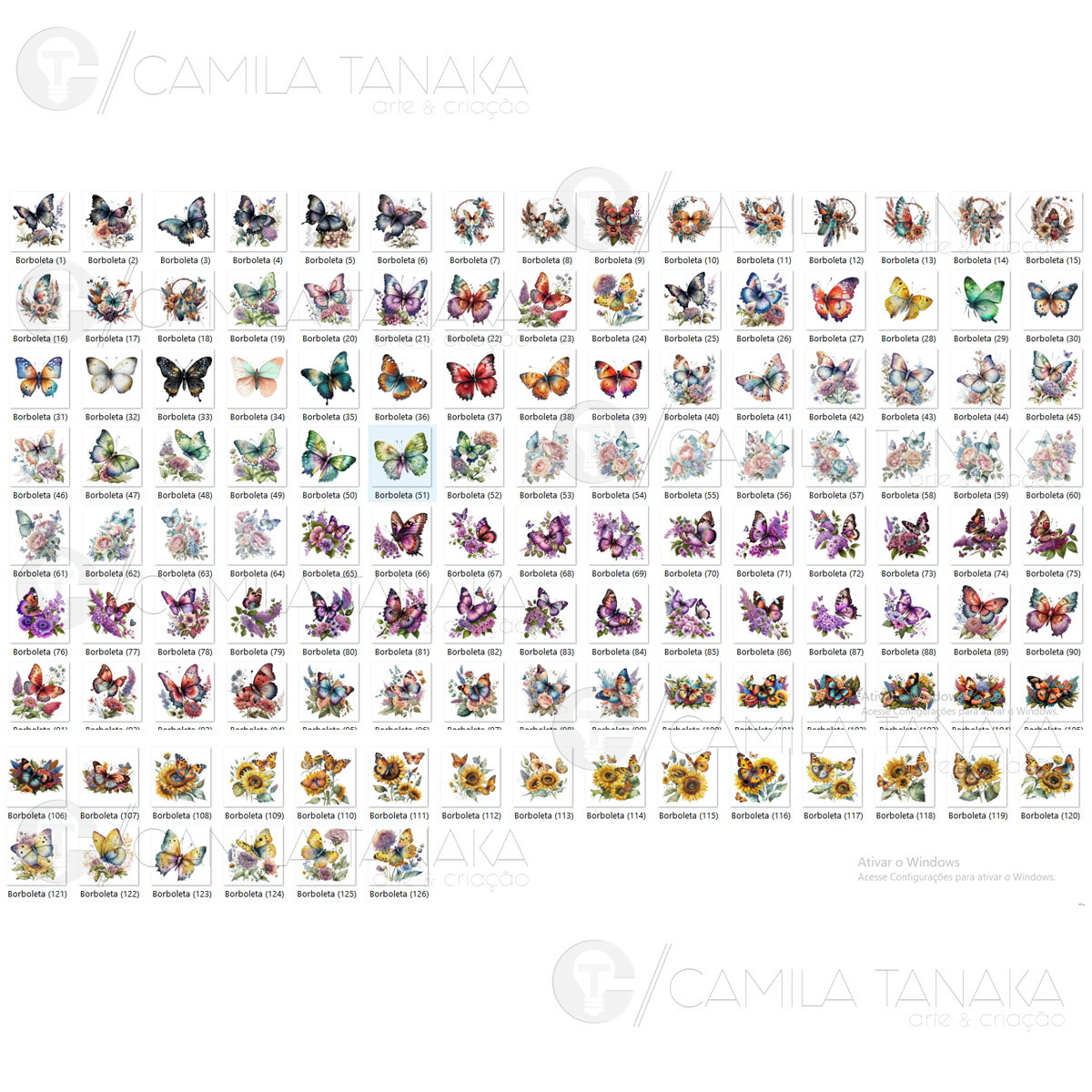 Kit Digital Png Borboletas Aquarela 11 (pague 1 Leve 3) - Imagem 2