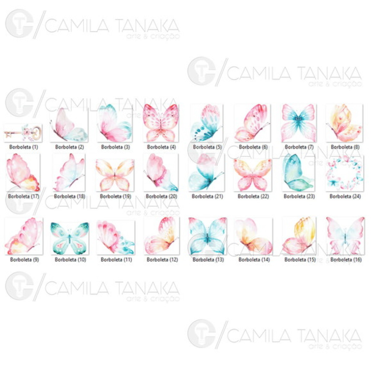 Kit Digital Png Borboletas Aquarela 2 (pague 1 Leve 3) - Imagem 2
