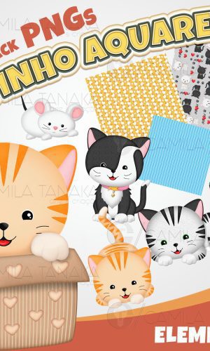Kit Digital Png Cachorro Gatinho Aquarela 8 (pague 1 Leve 3)