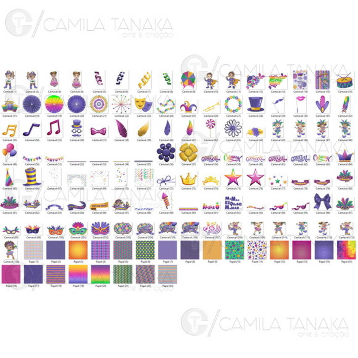 Kit Digital Png Carnaval Aquarela (pague 1 Leve 3) - Imagem 2