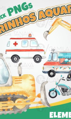 Kit Digital Png Carrinhos Aquarela 3 (pague 1 Leve 3