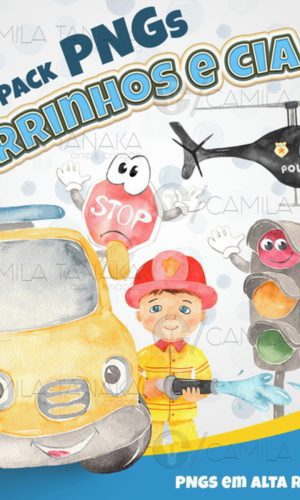 Kit Digital Png Carrinhos Aquarela (pague 1 Leve 3