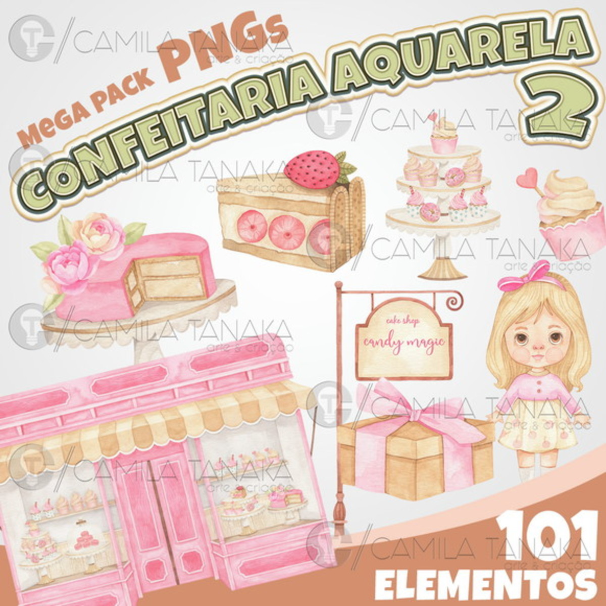 Kit Digital Png Confeitaria Aquarela 2 (pague 1 Leve 3)