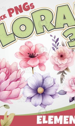 Kit Digital Png Floral Aquarela 34 (pague 1 Leve 3)