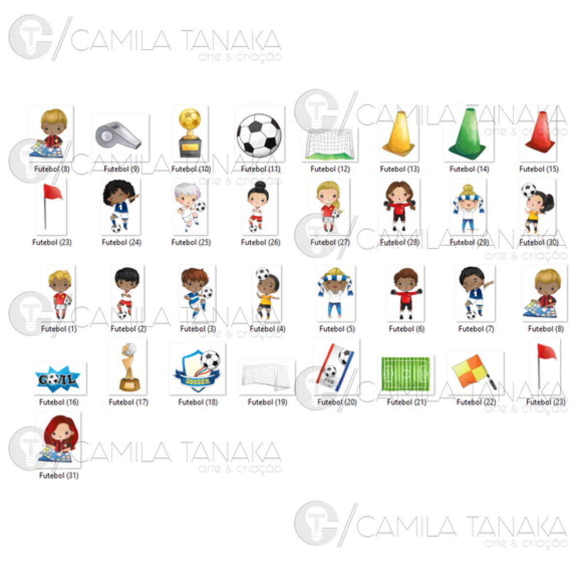Kit Digital Png Futebol Aquarela Cute (pague 1 Leve 3) - Imagem 2
