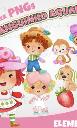 Kit Digital Png Moranguinho Aquarela (pague 1 Leve 3)