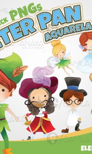 Kit Digital Png Peter Pan Aquarela Cute (pague 1 Leve 3)