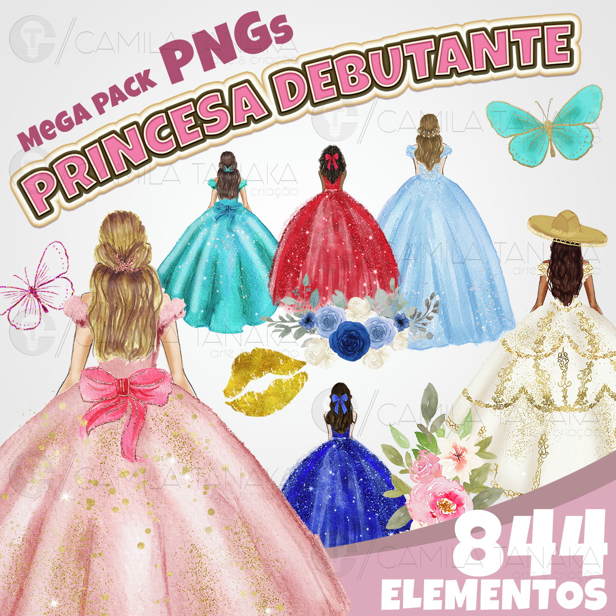 Kit Digital Png Princesa Debutante (pague 1 Leve 3)